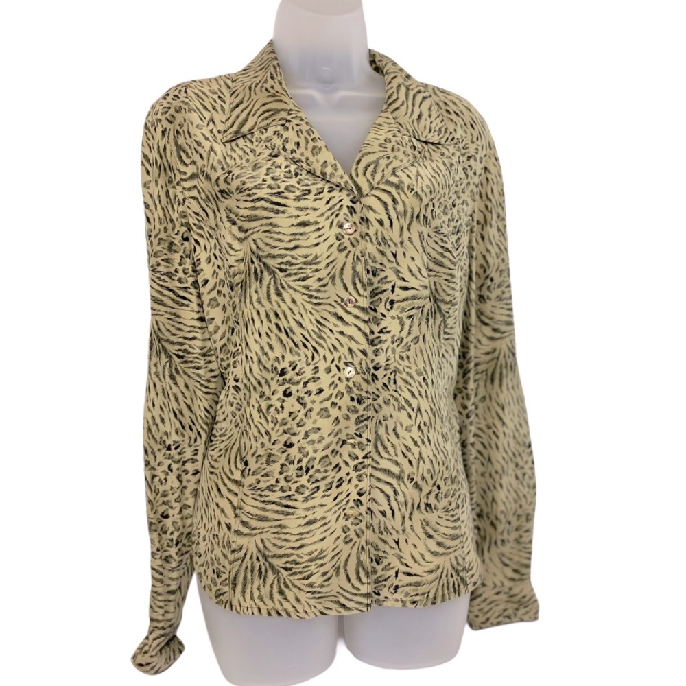 Vintage 100% Silk Blouse Animal Print